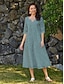 LTB Sedona Vestito Casual Donna Fit & Flare In Cotone Blu | Abito Estivo Con Gonna Svasata - 4