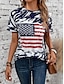 Χαμηλού Κόστους Γυναικεία T-Shirts-Γυναικεία Μπλουζάκι ΗΠΑ Εθνική Σημαία Καθημερινά Σαββατοκύριακο Στάμπα Βαθυγάλαζο Κοντομάνικο Μοντέρνα Στρογγυλή Ψηλή Λαιμόκοψη Καλοκαίρι