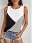 ieftine Bluze &amp; Camisole Damă-Pentru femei Bluză Vestă Geometric Casual Imprimeu Negru Fără manșon Modă Șic Stradă Stil Nautic Vară
