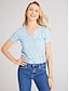 cheap Women&#039;s Blouses &amp; Shirts-Women&#039;s Shirt Henley Shirt Blouse Polka Dot Striped Casual Button Print Red Short Sleeve Tunic Basic Round Neck