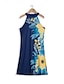 olcso Mintás ruhák-Női Virágos Paisley Nyomtatott Kötőfék nyaka Mini ruha Napi Randi Ujjatlan Nyár Tavasz