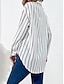 preiswerte Blusen und Hemden für Damen-Damen Hemd Bluse Gestreift Taste Tasche Bedruckt Casual Modisch Langarm Hemdkragen Weiß Frühling &amp; Herbst