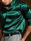 abordables chemises décontractées pour hommes-Homme Chemise Chemise boutonnée Chemise décontractée Chemise Satiné Noir Blanche Bleu Rouge Vert manche longue Plein Revers du quotidien Vacances Vêtement Tenue Mode Décontractées Confortable