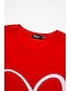 abordables Camisetas de mujer-Mujer Camiseta 100% Algodón Corazón Estampado Enamorado Fin de semana Moda Manga Larga Escote Redondo Negro Primavera &amp; Otoño