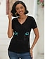 preiswerte T-Shirts für Damen-Damen T Shirt Katze 3D Täglich Wochenende Bedruckt Schwarz Kurzarm Basic V Ausschnitt