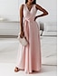 cheap Plain Dresses-Women&#039;s Casual Dress Long Dress Maxi Dress Lace up Date Vacation Streetwear Maxi V Neck Sleeveless Pink Wine Red Color