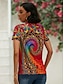 olcso Női pólók-Női Póló Grafika Nyomtatott Napi Hétvége Alap Neon és fényes Rövid ujjú V-alakú Rubin