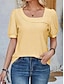 preiswerte Basic-Damenoberteile-Hemd Bluse Öse oben Damen Schwarz Weiß Gelb Glatt Sexy Strasse Täglich Modisch V Ausschnitt Regular Fit S
