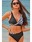 billiga Bikiniset-Dam Plusstorlekar Badkläder Bikini Baddräkt 2 st Rand Randig Standkläder Tryck upp Baddräkter