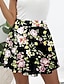cheap Mini Skirt-Women&#039;s Skirt Swing Mini Skirts Print Floral Casual Daily Weekend Summer Polyester Fashion Casual Black-White Black White Red
