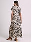levne Šaty s potiskem-Dámské Volnočasové šaty Leopard Rozparek Tisk Do V Dlouhé šaty Maxi šaty Dovolená Krátký rukáv Léto