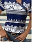 baratos T-Shirts de mulher-Mulheres Tops de verão Casual Diário Azul Manga Curta Moda Pescoço Dividido Verão