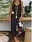 voordelige Damesoveralls-Dames Jumpsuit Zak Afdrukken Effen Kleur V-hals Streetwear Straat Dagelijks Normale pasvorm Mouwloos Zwart Geel Blozend Roze S M L Zomer