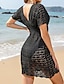זול שמלות פשוטות-בגדי ריקוד נשים שמלת קיץ לגזור בגדי חוף חג שרוול קצר שחור לבן חאקי צבע