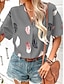 cheap Women&#039;s Blouses &amp; Shirts-Women&#039;s Shirt Blouse Feather Casual Print Black Short Sleeve Fashion Modern Shirt Collar Summer