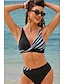 voordelige Bikinisets-Dames Grote maten Zwemkleding Bikini Zwempak 2-stuks Streep Gestreept Strand Kleding Push-up Badpakken