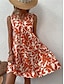 Χαμηλού Κόστους Print Φορέματα-Γυναικεία Καθημερινό φόρεμα Αμάνικο φόρεμα Φύλλο Στάμπα Λαιμόκοψη V Μίνι φόρεμα Διακοπές Αμάνικο Καλοκαίρι
