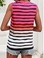 cheap Tank Tops &amp; Camis-Women&#039;s Tank Top Vest Striped Casual Print Fuchsia Sleeveless Vacation Fashion V Neck Summer