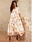 cheap Print Casual Dress-Chiffon Print Floral V Neck Maxi Dress
