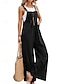 cheap Women&#039;s Overalls-Women&#039;s Overall Button Pocket Solid Color Square Neck Streetwear Street Daily Regular Fit Sleeveless Black Pink Wine S M L Summer