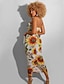 abordables Robes à motifs-Femme Moulante Robe Fourreau Graphic Imprimer Asymétrique Sans Bretelles Robe mi-longue Hawaïen Sexy Intérieur Plage Sans Manches Eté