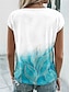 voordelige Dames T-shirts-Dames T-shirt Bloemig Afdrukken Casual Dagelijks Modieus Korte mouw V-hals blauw Zomer