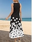 preiswerte Bedruckte Kleider-Damen schwarzes kleid Blumen Bedruckt Rundhalsausschnitt Maxidress Brautkleider schlicht Urlaub Ärmellos Sommer