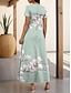 cheap Print Dresses-Women&#039;s Floral Print V Neck Split Sleeve Long Dress Maxi Dress Date Short Sleeve Summer