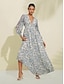 Χαμηλού Κόστους print casual φόρεμα-Φόρεμα σιφόν botanical floral v μάξι λαιμόκοψη