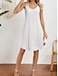 economico abiti semplici-Per donna Vestito bianco Mini abito Occhiello Appuntamento Da mare Streetwear Essenziale Con bretelline Senza maniche Nero Bianco Rosa Colore