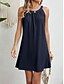 cheap Plain Dresses-Women&#039;s White Dress Casual Dress Summer Dress Mini Dress Eyelet Vacation Beach Basic V Neck Sleeveless Black White Navy Blue Color