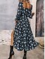 cheap Elegant Floral Dresses-Women&#039;s Maxi Dress Casual Dress Swing Dress A Line Dress Summer Dress Streetwear A Line Vacation Street Holiday Regular Fit Floral Long Sleeve Square Neck White Blue Purple Gold Summer