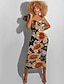 abordables Robes à motifs-Femme Moulante Graphic Imprimer Sans Bretelles Robe mi-longue Hawaïen Sexy Intérieur Plage Sans Manches Eté