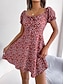 cheap Print Dresses-Women&#039;s Casual Dress Floral Print V Neck Mini Dress Vacation Short Sleeve Summer