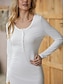 ieftine rochii simple-Pentru femei Rochie teacă Rochie albă Rochie Mini Negru Alb Manșon Lung Culoare pură Zvelt Toamnă Primăvară În V Modă Rochie de iarnă Zilnic Rochie de toamna 2023 S M L XL