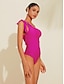 tanie markowe stroje kąpielowe-jednoczęściowy kostium kąpielowy w jednolitym kolorze na jedno ramię