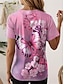 baratos T-Shirts de mulher-Mulheres Camiseta Floral Diário Final de semana Imprimir Branco Manga Curta Moda Gola Redonda Verão