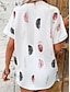 preiswerte Blusen und Hemden für Damen-Damen Hemd Bluse Feder Casual Bedruckt Schwarz Kurzarm Modisch Modern Hemdkragen Sommer