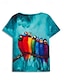 preiswerte T-Shirts für Damen-Damen T Shirt Vogel Täglich Wochenende Bedruckt Königsblau Kurzarm Basic V Ausschnitt