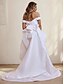 cheap Wedding Dresses-Hall Wedding Dresses Mermaid / Trumpet Sweetheart Short Sleeve Floor Length Satin Bridal Gowns With Solid Color 2024