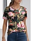 billige T-skjorter til kvinner-Dame T skjorte Blomstret Daglig Helg Trykt mønster Svart Kortermet Mote Rund hals Sommer