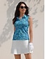 cheap Designer Collection-Women&#039;s Golf Polo Shirt Blue Sleeveless Sun Protection Top Paisley Ladies Golf Attire Clothes Outfits Wear Apparel
