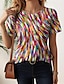 olcso Női pólók-Női Póló Szabadság Szivárvány Rövid ujjú Stílusos Terített nyak Nyár