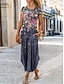 preiswerte Bedruckte Kleider-Damen Casual kleid Blumen Graphic Bedruckt Rundhalsausschnitt kleid lang Urlaub Kurzarm Sommer