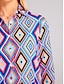 abordables Chemises Pour Femme-Femme Chemise Chemisier Géométrique Casual Bouton Imprimer Bleu manche longue basique Néon et lumineux Col de Chemise Printemps Automne