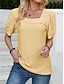 preiswerte Basic-Damenoberteile-Hemd Bluse Öse oben Damen Schwarz Weiß Gelb Glatt Sexy Strasse Täglich Modisch V Ausschnitt Regular Fit S