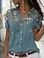 cheap Women&#039;s Blouses &amp; Shirts-Women&#039;s Shirt Blouse Floral Casual Holiday Button Print Pink Short Sleeve Fashion Shirt Collar Summer