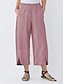 ieftine Bluze și pantaloni de pijama pentru femei-Pentru femei Pantaloni Culoare pură Modă De Bază Confortabili Casă Zilnic Bumbac Și Lenjerie Respirabil Pantaloni lungi Buzunar Talie elastică Vară Roz Îmbujorat Roșu Vin