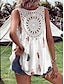 cheap Tank Tops &amp; Camis-Women&#039;s Tank Top Feather Lace Print Casual Fashion Sleeveless V Neck White Summer