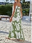 preiswerte Bedruckte Kleider-Damen Casual kleid skims dress Graffiti Rückenfrei Bedruckt Gurt kleid lang Urlaub Strand Ärmellos Sommer